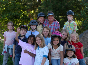 Teaching children to ride horses at Diane's Riding Place - Bend, Oregon